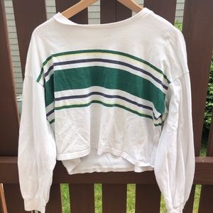 Cropped Long Sleeve w Retro Stripes